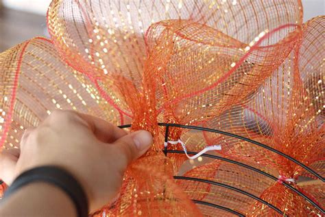 how to make a wreath with metallic mesh fabric|deco mesh wreath instructions videos.